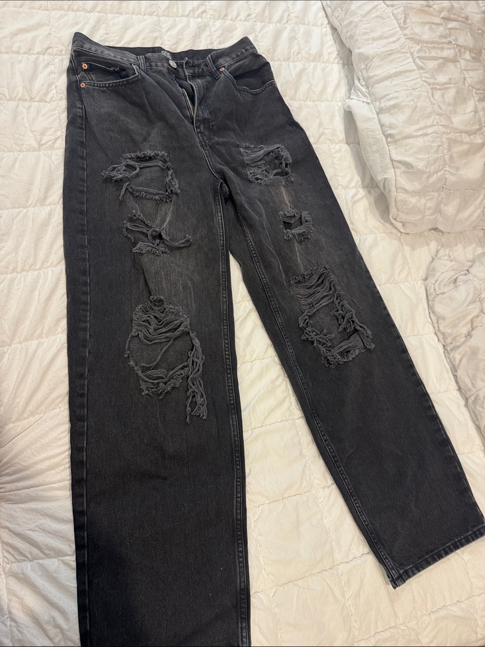 BDG Black Distressed Straight Leg Jeans